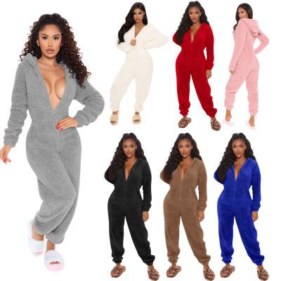 China 2021 Wholesale Winter Cute Women's Wear Jumpsuit Breathable One-Piece Rompers Girls Home Sleepwear Pajamas Spring Autumn Women Clothing for sale