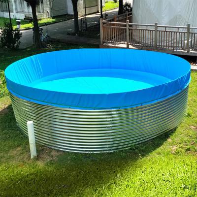 China PVC& Custom SECC Pond Aquarium Wholesale Color Fish Farming Pond PVC+Galvanized Steel Round Large Aquarium Fish Farming Tank Aquarium for sale