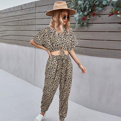 China QUICK DRY leopard printed pants and tops short sleeve summer for sale