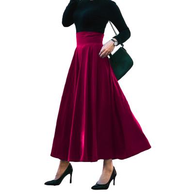 China Anti-Wrinkle Women's Ankle Length High Waist Flowy A Line Long Maxi Skirt With Pockets for sale