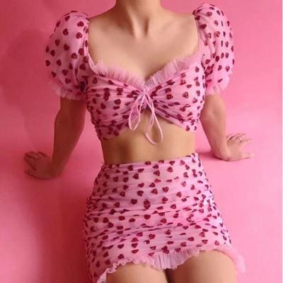 China Anti-static Short Skirt 1 Set Blouse Pink Color for sale