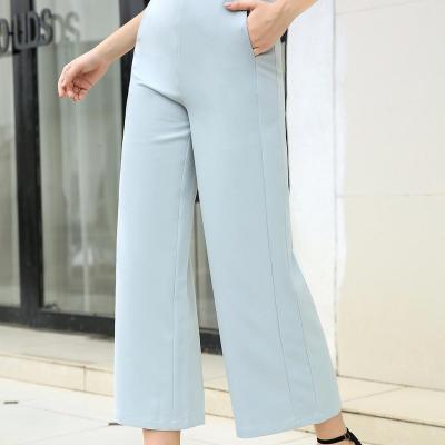 China Blue Anti-wrinkle Summer 3/4 Wide Leg Pants for sale