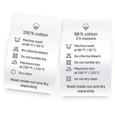 China Sustainable Customized Wash Care Label for sale