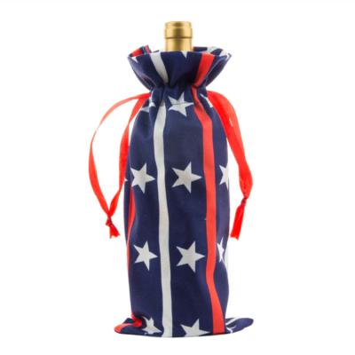 China Wine Bottle Cover For USA National Day Decor Hot Sale Wine Bottle Cover For USA National Day Party Decorations Drawstring Bottle Decoration Home Gift Bag For children for sale