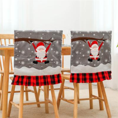 China Chirstmas Home Decor Fabric Santa Christmas Chair Covers Xmas Washable Removable Snowflake Chair Covers Christmas Decoration Supplies for sale