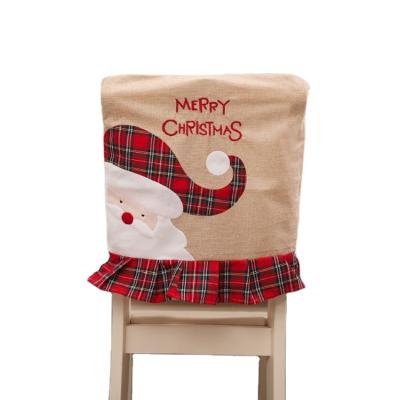 China Chirstmas Home Decoration 52*48cm Burlap Plaid Skirt Christmas Chair Cover Decoration Santa Elk Chair Cover Christmas Decoration Supplies for sale