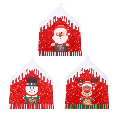 China Santa Chair Cover Christmas Decoration Chirstmas Table Decoration New Design Cartoon Table Personalized Snowman Cloth Christmas Chair Ornaments for sale