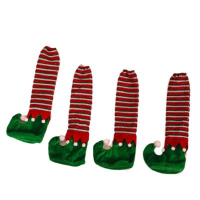 China Hot Sale Chirstmas Home Decoration Stripe Elf Christmas Chair Feet Covers Non-slip Cases Decoration Cushions Socks Christmas Table Decoration for sale