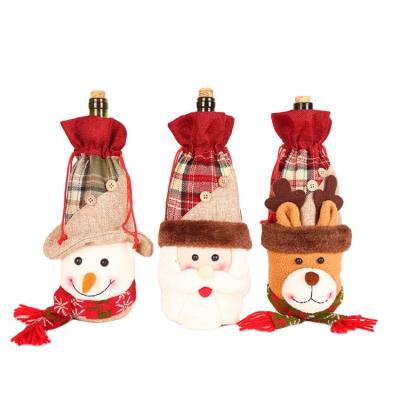 China High Quality Chirstmas Home Decor 2021 Merry Christmas Wine Bottle Cover Snowman Santa Christmas Decoration Supplies Bags Gifts Ornament for sale