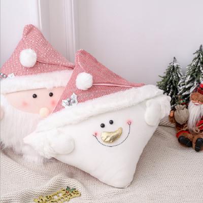 China Chirstmas Decor Factory Direct Sale Cotton Dimensional Snowman Santa Cartoon Christmas Pillow Square For Christmas Home Decoration for sale