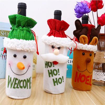 China Santa Snowman Deer Wine Cover Christmas Decorations Navidad Woven Christmas Wine Bottle Cover Christmas Decor Merry Chirstmas for sale