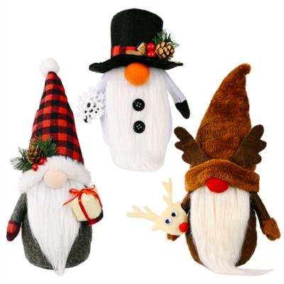 China Indoor Ornament Supplies Hot Selling Faceless Gentleman Doll Position Snowman Navidad Ornament For Christmas Decoration Event Party for sale