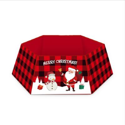 China Christmas Tree Four-Dimensional Bottom Decorations Santa Snoeman Cute Pattern Surround Red Black Plaid Wholesale Chirstmas Decor for sale