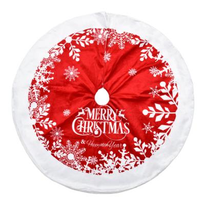 China Chirstmas Decor New Year Merry Christmas Print White-Edged Super Soft Christmas Tree Skirt For Christmas Tree Ornaments for sale