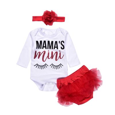 China Formal Newborn MOM Clothes Babies Jumpsuit Mini Tutu Romper Pants Headband Outfits Set for sale