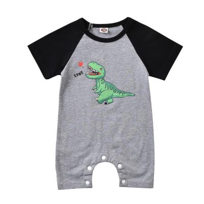 China 2021 Newborn Baby Boy Jumpsuit 0-12month Summer Dinosaur Printing Romper Overall Cotton Breathable Baby Jumpsuit for sale