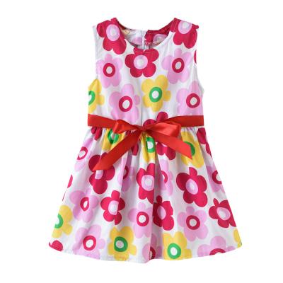 China Little Girl Washable Sweet Dress Summer Beach Flower Cute Printed Sleeveless Princess Dress Kid Clothing for sale