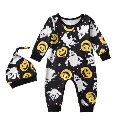 China 100% Cotton Newborn Baby Boy Clothes Pumpkin Print Romper Infant Boy's Pumpkin Jumpsuit Halloween Outfits for sale