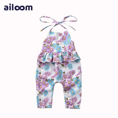 China Comfotable European and American Girl's Clothing Baby Overalls Style Sling Floral Nice Overalls Summer Jumpsuit for sale