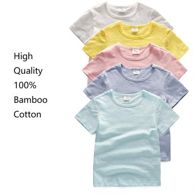 China Solid Color 2021 Cotton Bamboo Kids Boys Short Sleeve T-shirt Kid's Breathable Summer Breathable T-shirt for sale