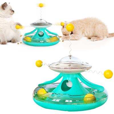 China Amazon Hot Selling Cat Toy Leaker Turntable Cat Toy Spinning Orbital Ball Happy for sale