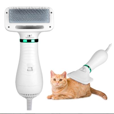 China Deluxe 2 In 1 Pet 2 Adjustable Temperatures Settings Grooming Home Dog Hair Dryer With Slicker Brush for sale