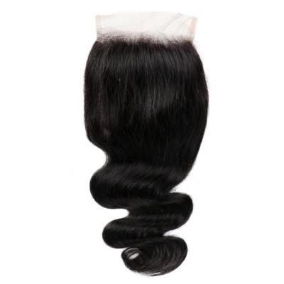 China 100% XuShang 4*4 Bundles Unprocessed Lace Closure Free Middle Hair Piece Three Part Lace Front Closure Hair Body Wave Hair Closure for sale