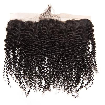 China 100% Factory Hot Sale Unprocessed Virgin Human Hair Bundles Deep Curly Curly Ear Closure Lace Frontal Ear Closure Lace Front Human Hair for sale