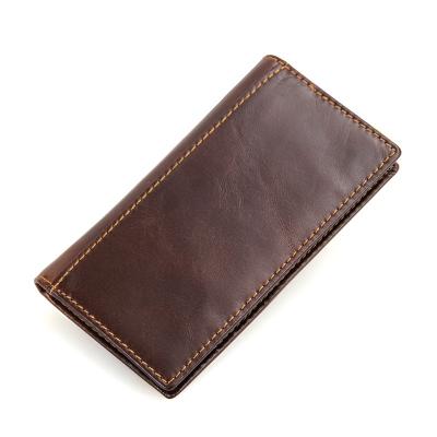 China Wholesale Custom Genuine Leather RFID Men Wallet Style Travel Wallet Leather Long Purse for sale