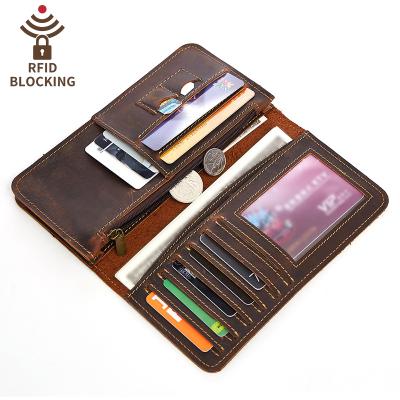 China RFID the latest fashion look men's wallet clutch triple leather wallet with chain for men for sale