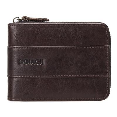 China RFID Men Wallet Purse Vintage Cowhide Zipper Coin Pocket Shorts Pursei Genuine Leather Card Holder for sale