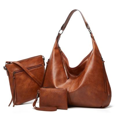 China 2021 Custom Cheap 3 Piece Set PU Leather Cross - Body Bag Tote Purse Handbags for sale