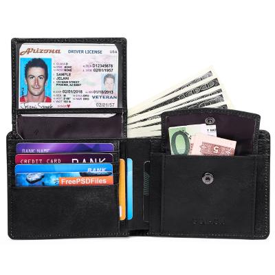 China RFID Customize New Design Slim Genuine Leather Coin Purse Purse Credit Card ID Holder Shorts RFID Slim Wallet For Men for sale