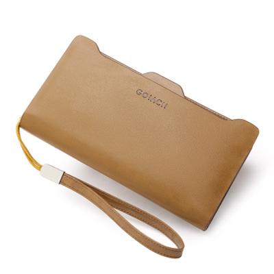 China 2021 New Long Leather Casual RFID Clutch Wallets For Man With Handle Strap, Male Large Capacity Mobile Phone Wallet for sale