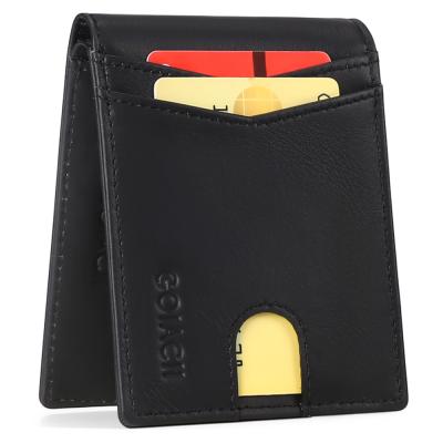 China Custom Slim Bifold Men's Vegan Leather Wallet Minimalist RFID RFID Wallet for Men for sale