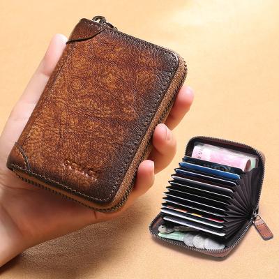 China 2020 Crazy Horse Waterproof Rfid Wallet Men Genuine Leather Wallets Coin Purse Money Bag Quality Short Male Card Holder for sale