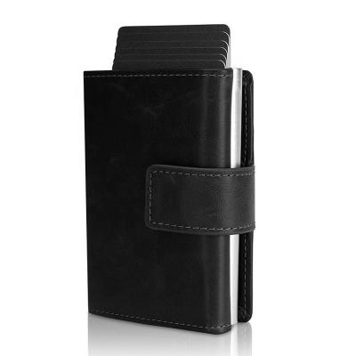 China 2021 New Fashion Rfid Small Leather Wallet Purse Men Money Mini Bag Male Aluminum Card Small Wallet Thin And Light Coin Holder Wallet for sale