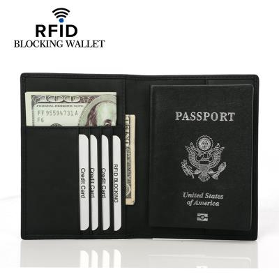 China Custom Fashion Passport Cover RFID Blocking Passport Holder Travel Passport Wallet for sale