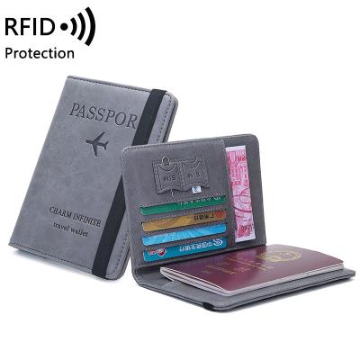 China High Quality Leather RFID Card Wallet Passport Pocket, RFID Blocking Passport Holder for sale