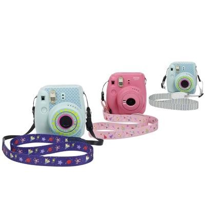 China Custom 2CM Stripe Multi Wide Flexible Leather Mini Camera Strapaction Colorful Camera Head Hanging Strap for sale