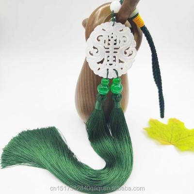 China 2020 new sale mobile phone handmade antique tassel ornaments hot high-end pendant hollow jade two pieces of long jewelry tassels for sale