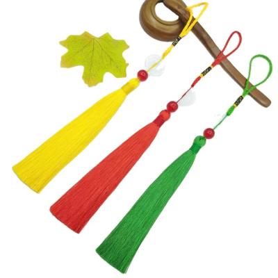 China Mobile phone factory stock vertical car decoration color long silk tassel hanging jade beaded tassel for sale