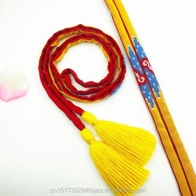 China Longer Waist Tassel Style Handmade Rope Lace Tassel Decorative Belt Embroidery Braided Jacquard Indian Ethnic Double Head for sale