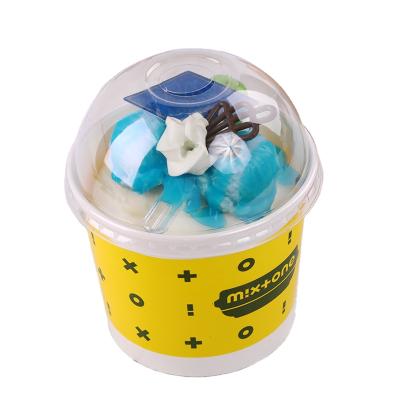 China Disposable Eco - Friendly Biodegradable Paper Ice Cream Bowl With Dome Lid And Spoon for sale