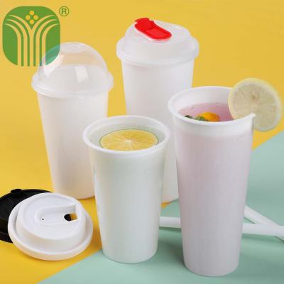 China Disposable eco-friendly stocked biodegradable custom logo printed 24oz disposable plastic pla cup and biodegradable pla plastic cup for sale