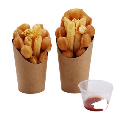 China Disposable Custom Logo Printed Single Wall Kraft Paper French Fries Paper Cup for sale