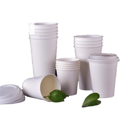 China Biodegradable Custom Logo Printed Biodegradable Paper Coffee Cups With Lid Biodegrade for sale