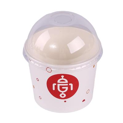 China Disposable 12oz Custom Logo Printed Disposable Ice Cream Paper Cup PE Double Coated Lids for sale