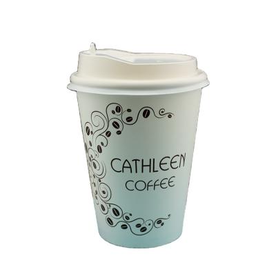 China Wholesale Custom Logo Printed Disposable Porcelain 12oz 400ml Disposable Juice Single Wall Paper Cup With Lids for sale