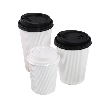 China 400ml 12oz Disposable Ripple Custom Logo Printed Disposable Paper Cup for sale